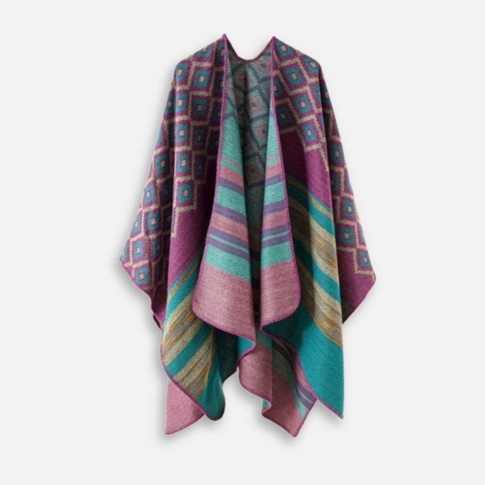 Cape Poncho Motifs Géométriques
