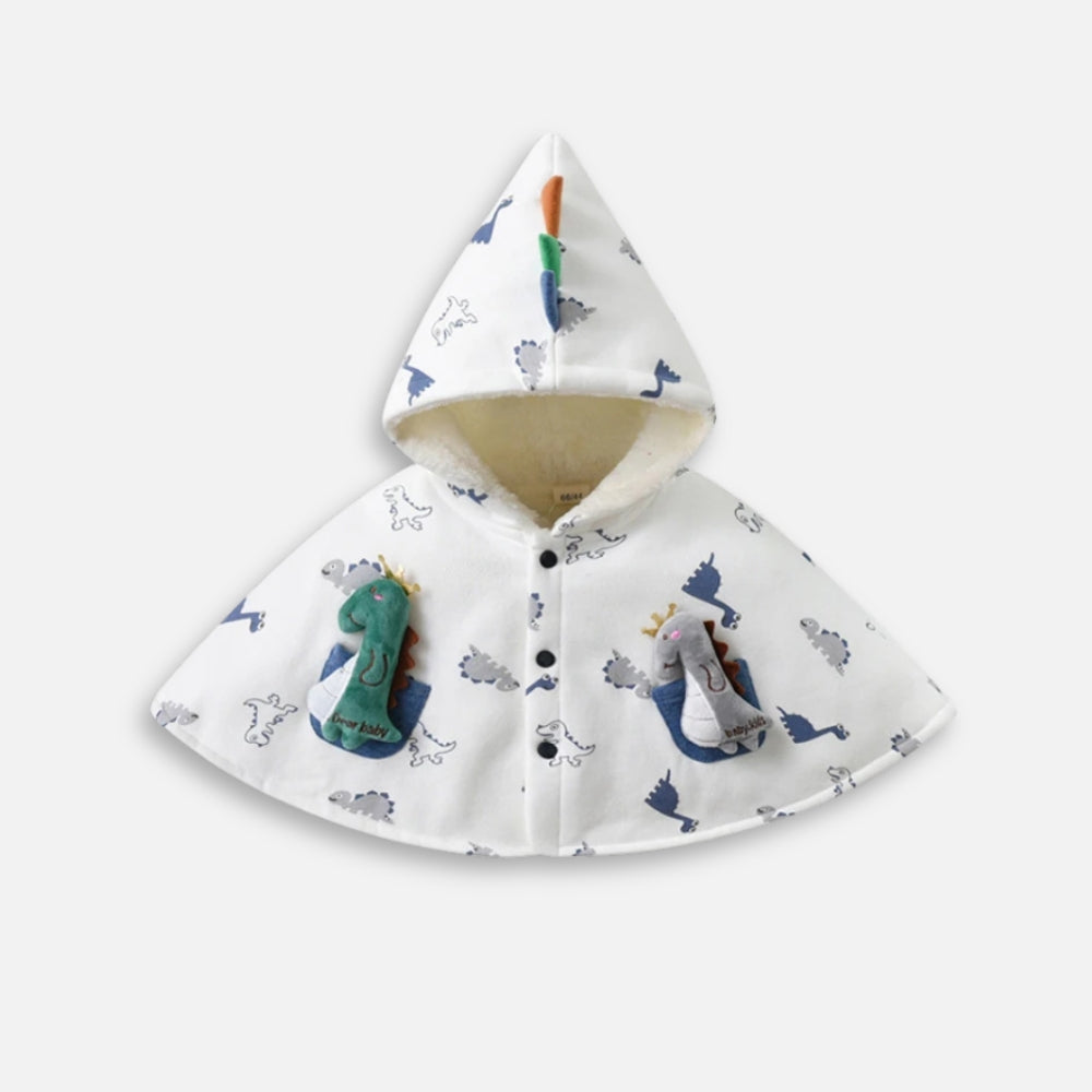 Poncho Bébé Blanc Dinosaure