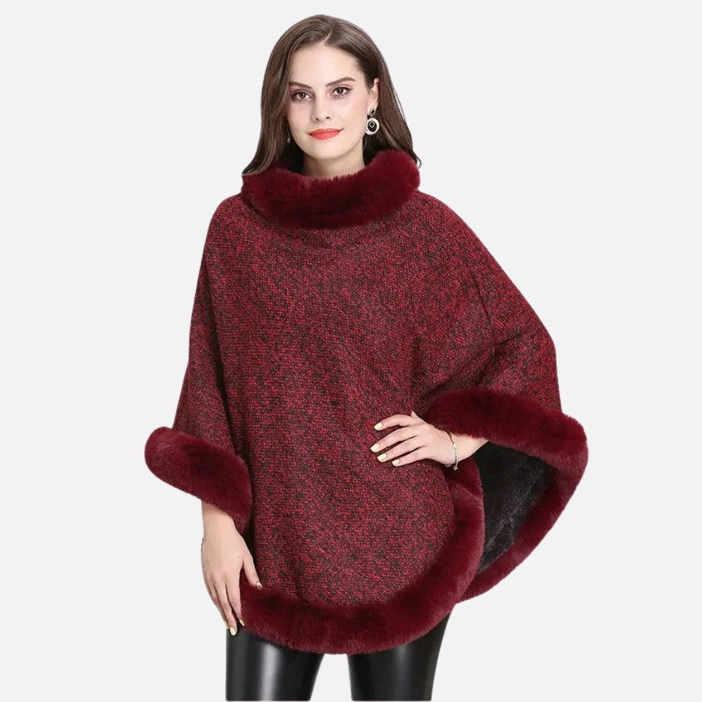 Poncho Bordé de Fourrure