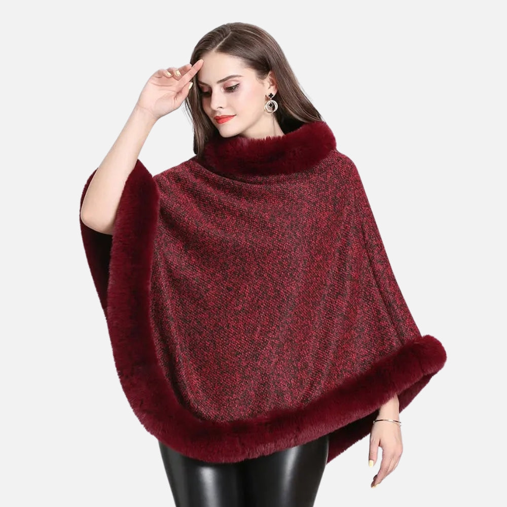 Poncho Bordé de Fourrure