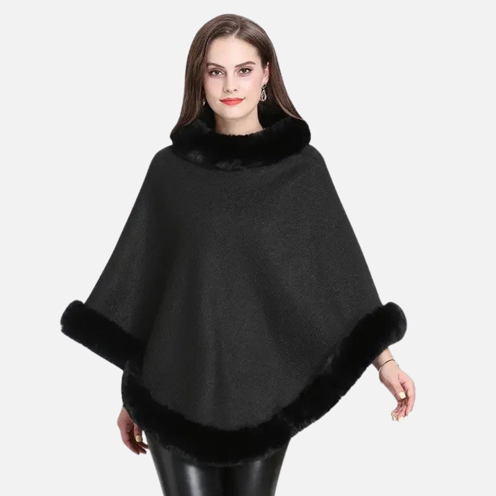 Poncho Bordé de Fourrure