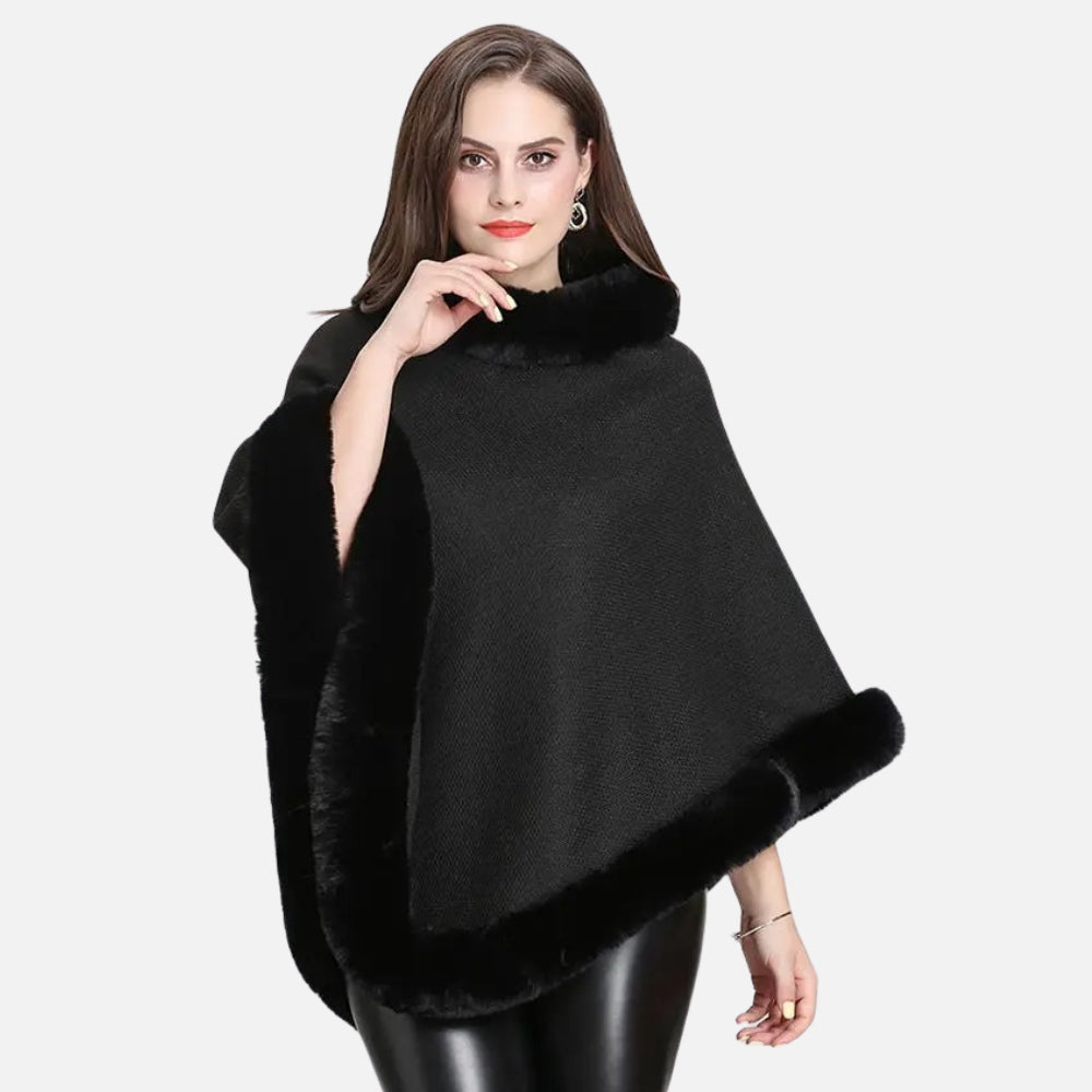 Poncho Bordé de Fourrure