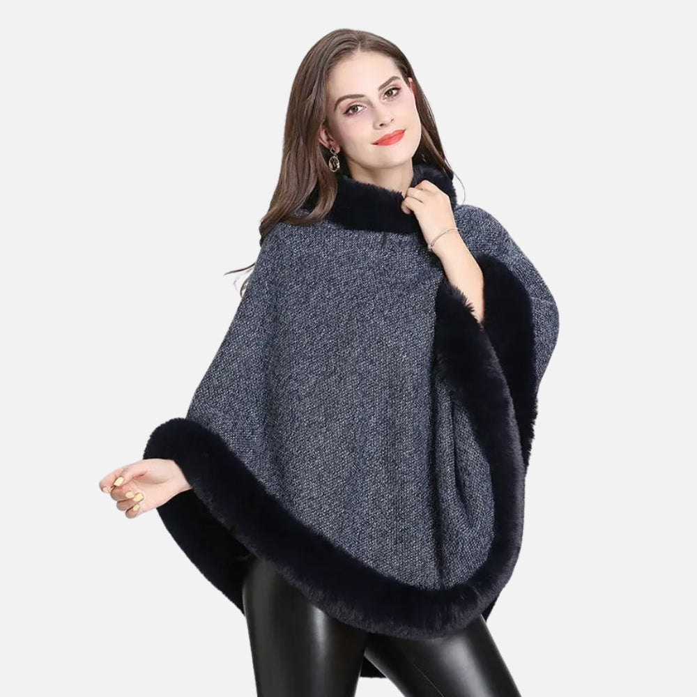 Poncho Bordé de Fourrure