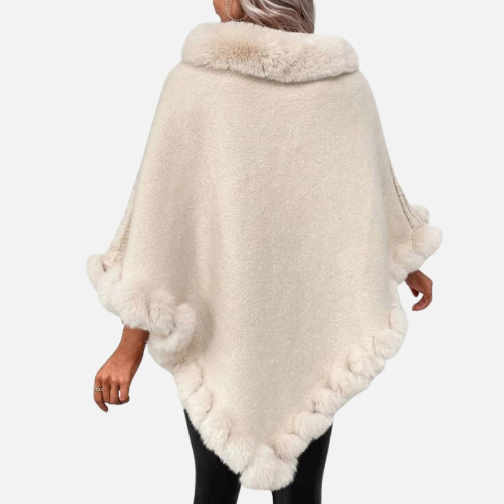 Poncho Col Fourrure