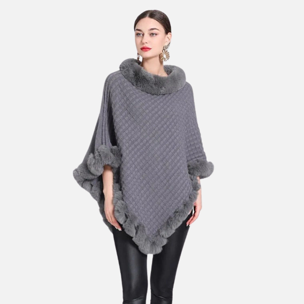 Poncho Col Fourrure