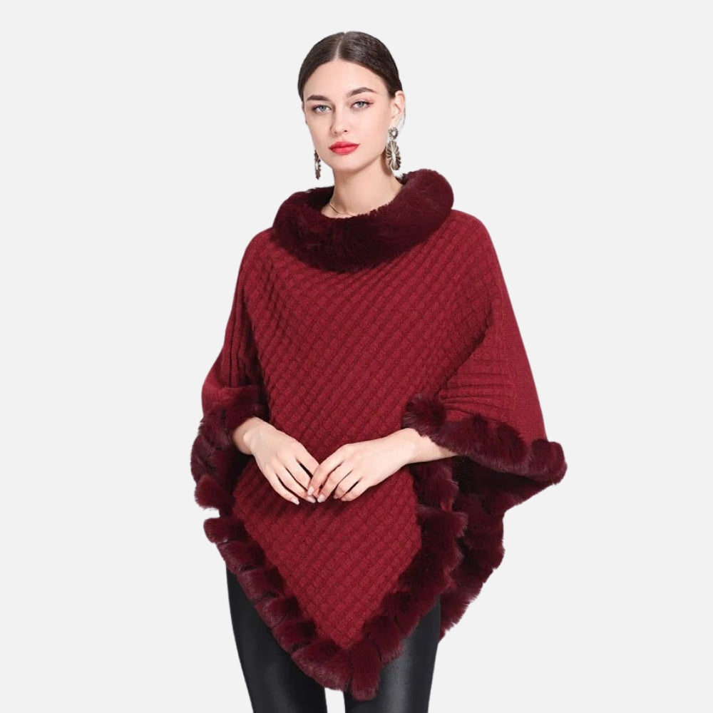 Poncho Col Fourrure