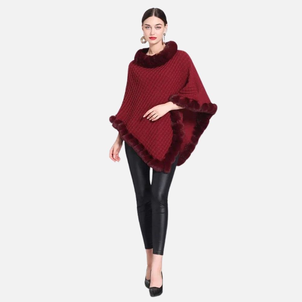 Poncho Col Fourrure