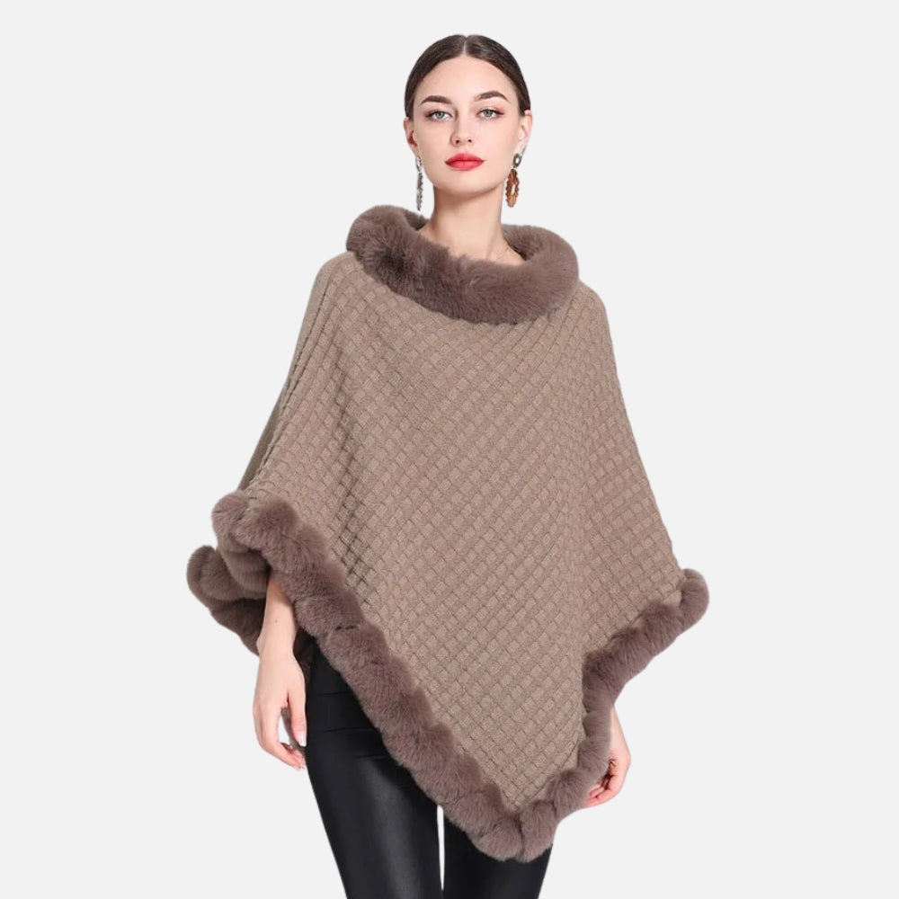 Poncho Col Fourrure
