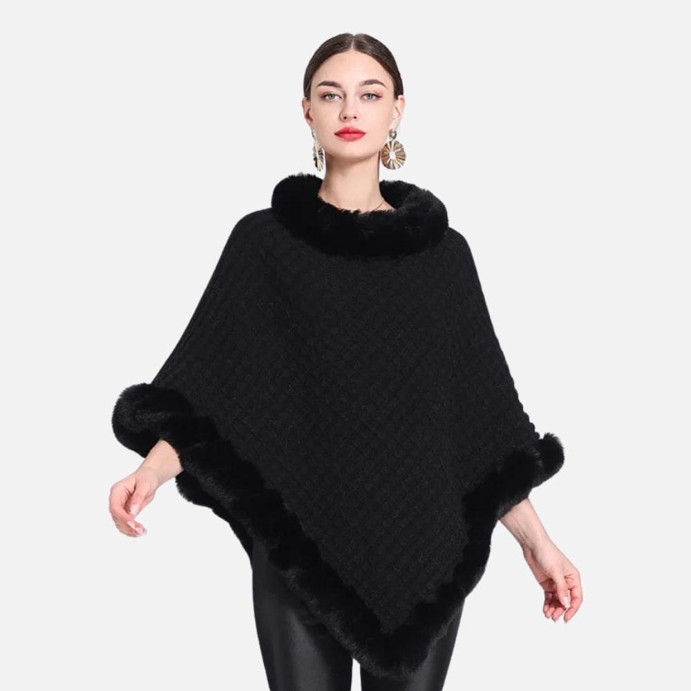 Poncho Col Fourrure