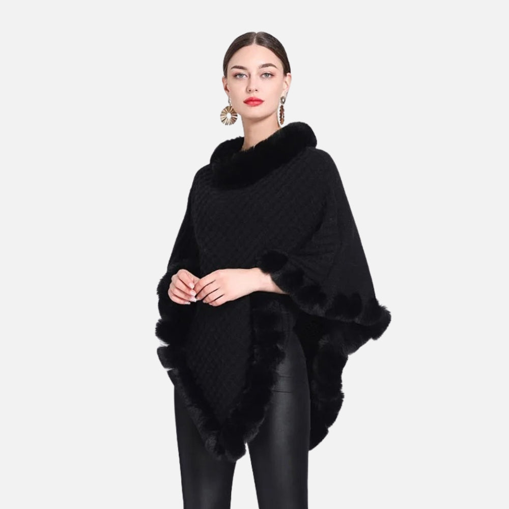 Poncho Col Fourrure
