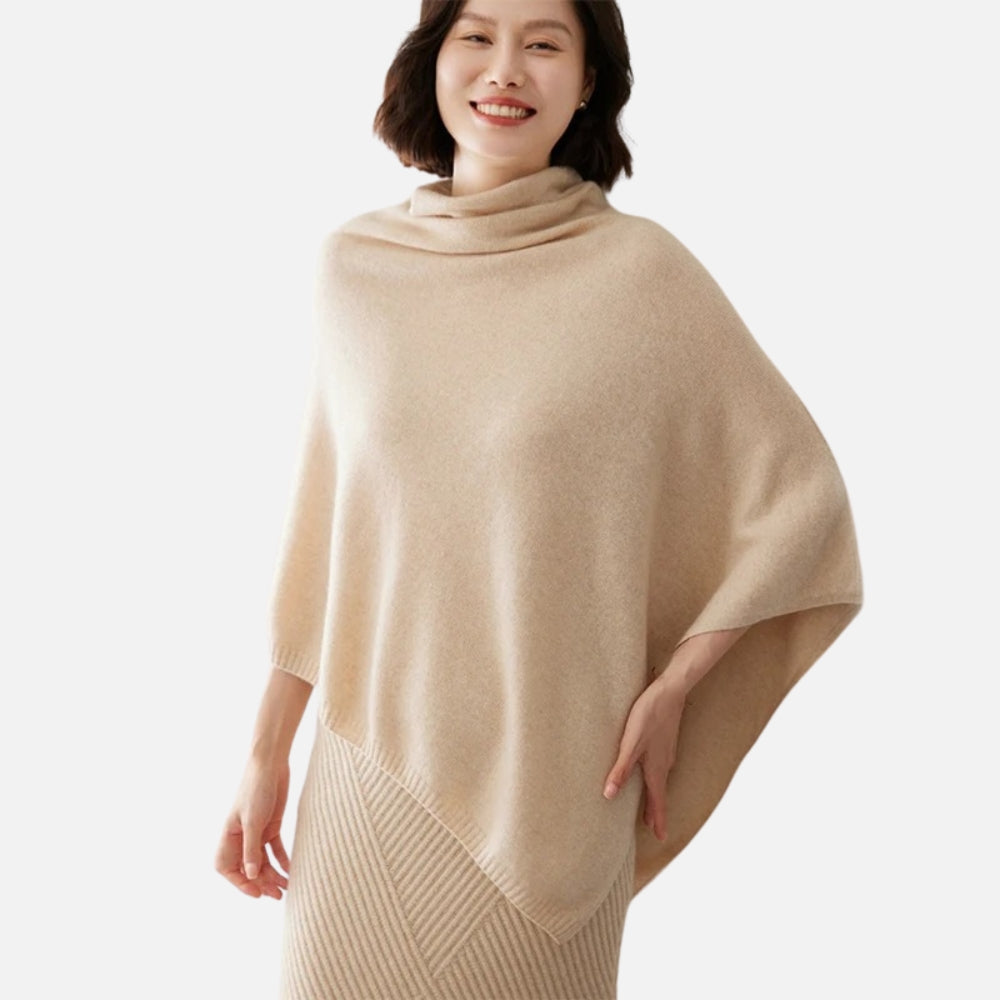 Pull Poncho Col Roulé Femme