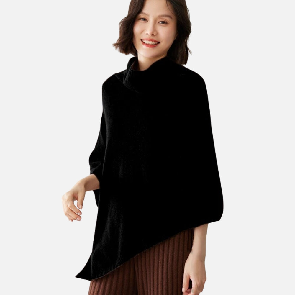 Pull Poncho Col Roulé Femme