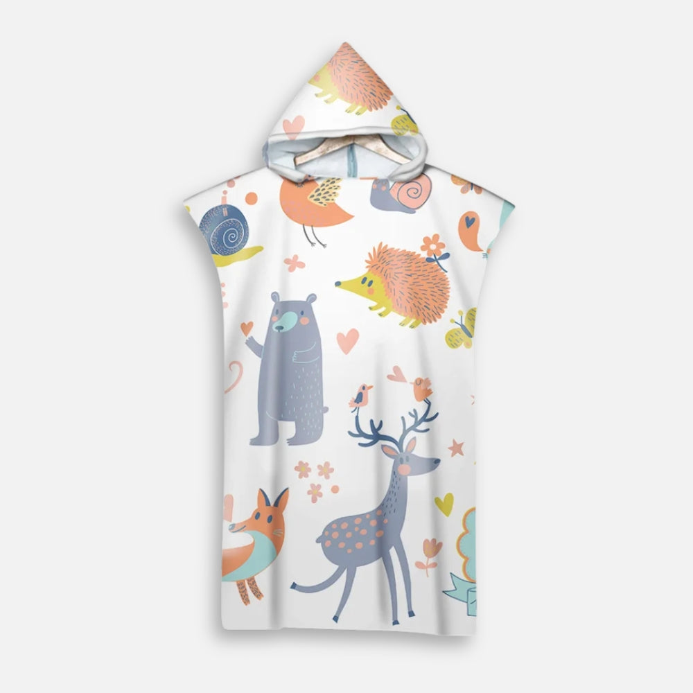 Poncho De Bain Enfant Animaux de La Forêt