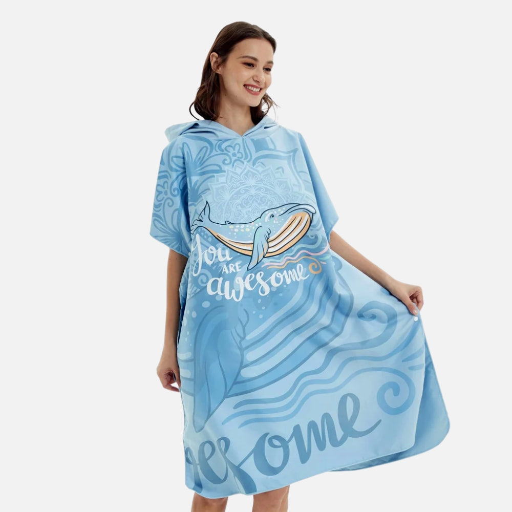 Poncho De Plage Baleine Bleue