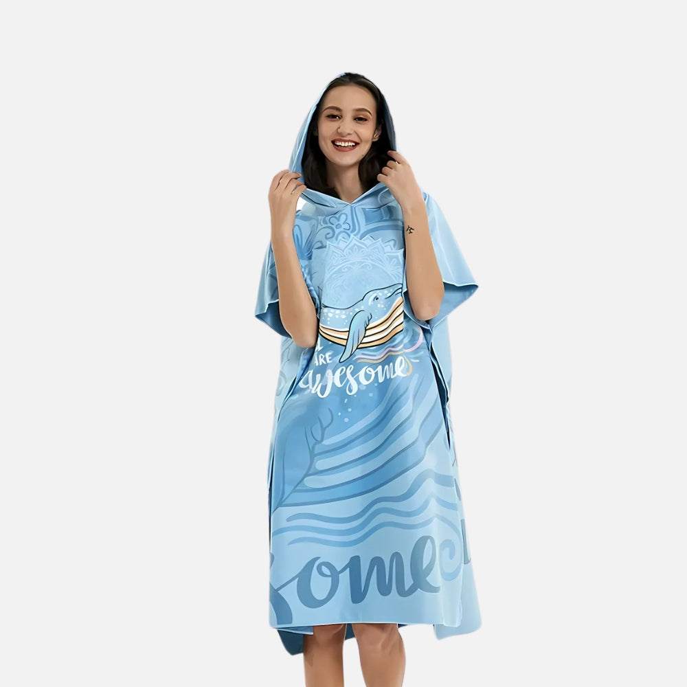 Poncho De Plage Baleine Bleue