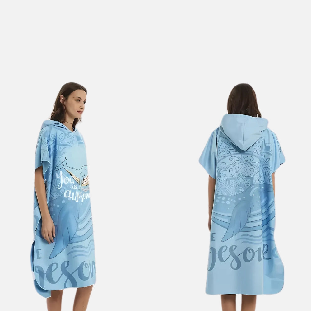 Poncho De Plage Baleine Bleue