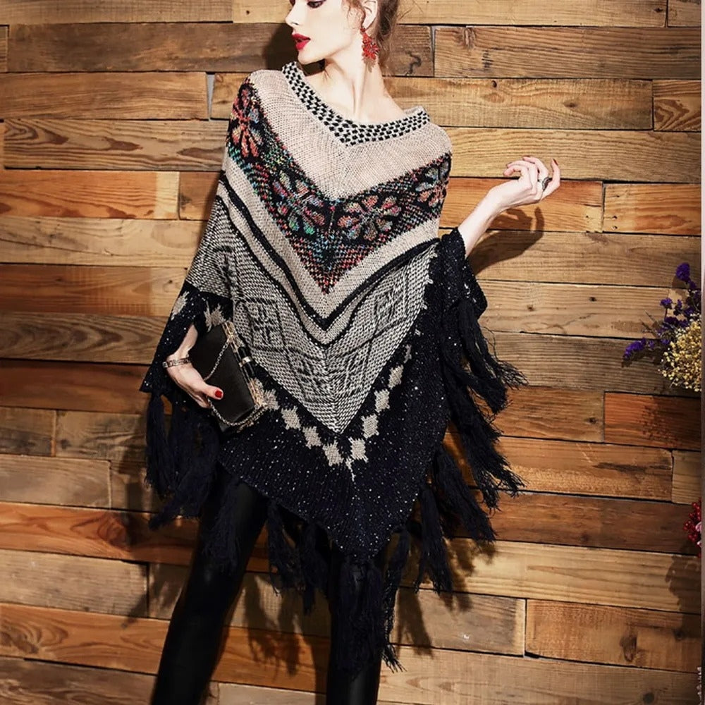 Poncho Ethnique Franges