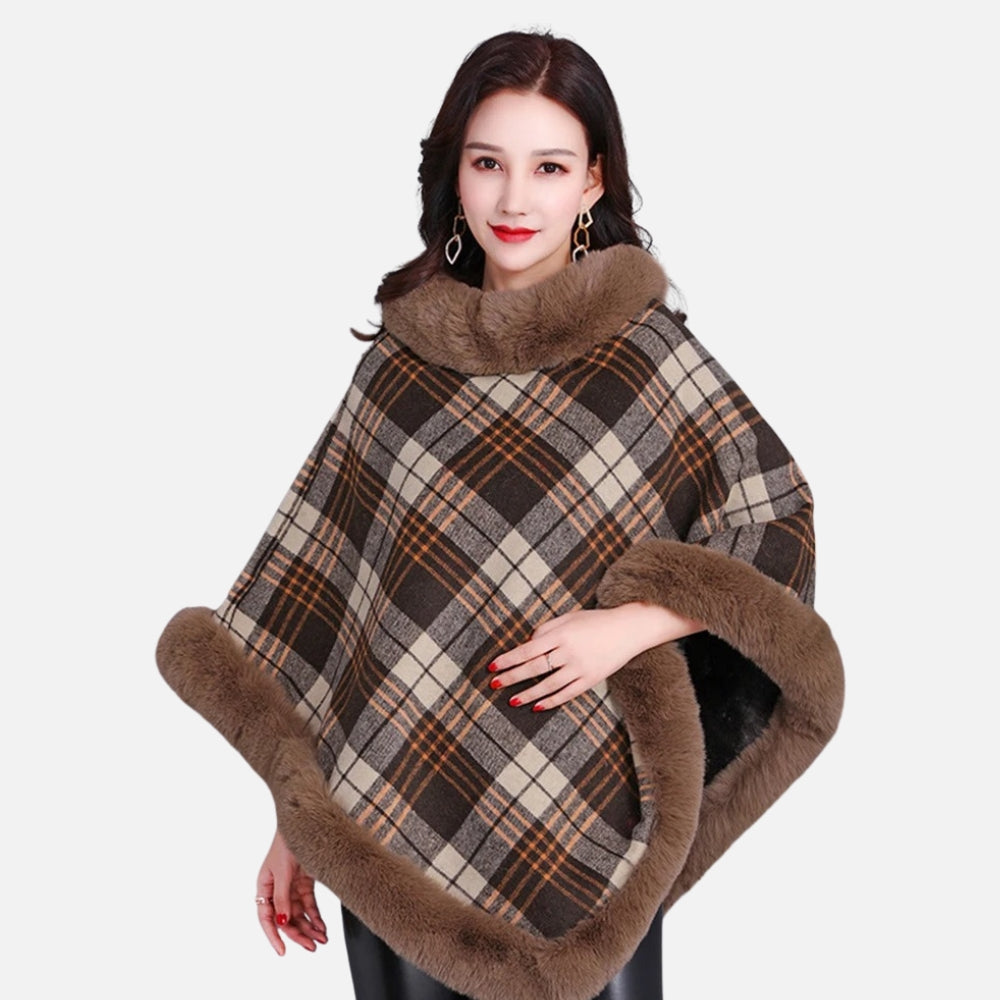 Poncho Femme Avec Finitions Fourrure