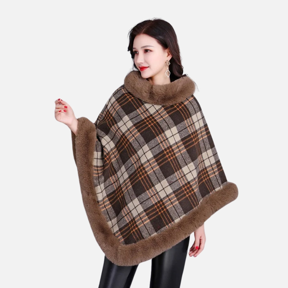 Poncho Femme Avec Finitions Fourrure