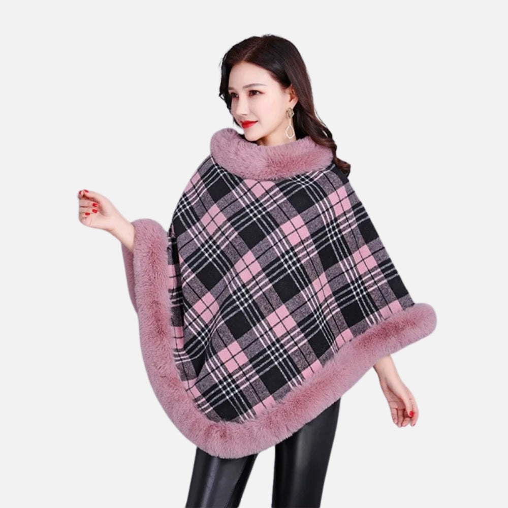 Poncho Femme Avec Finitions Fourrure