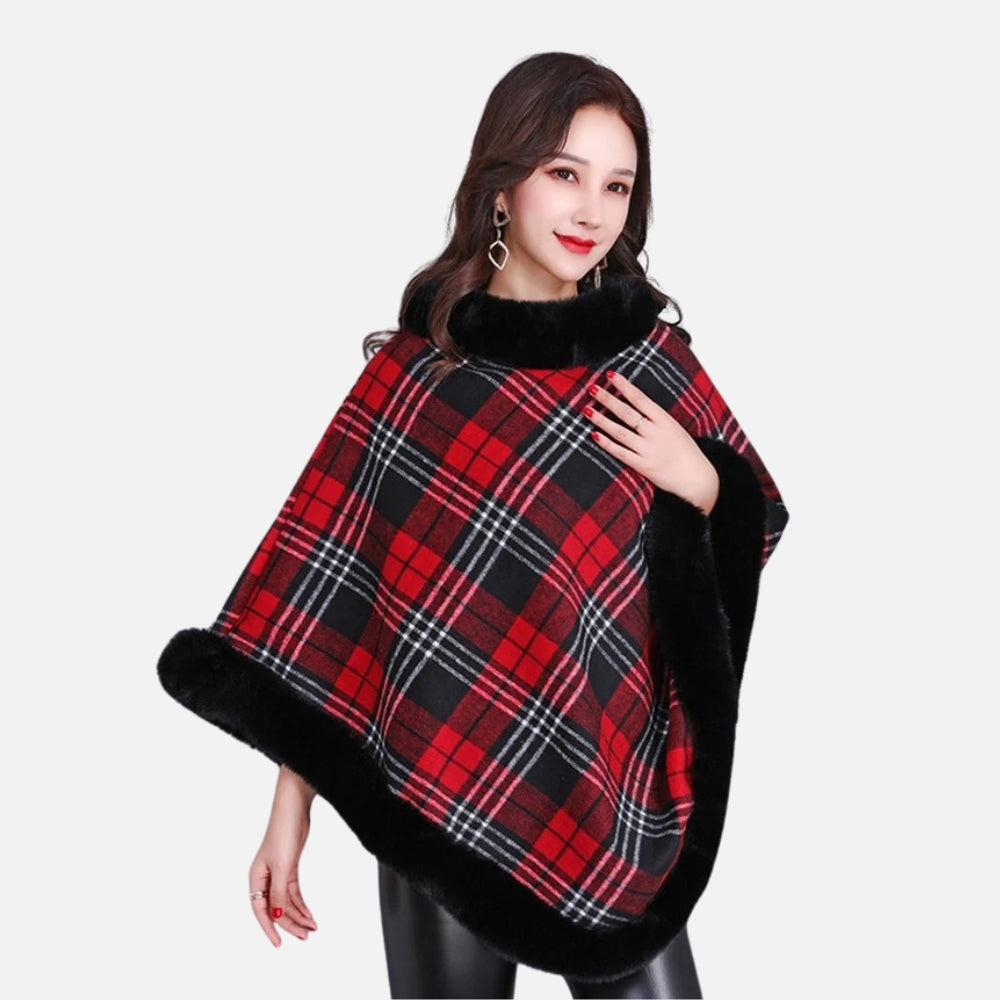 Poncho Femme Avec Finitions Fourrure