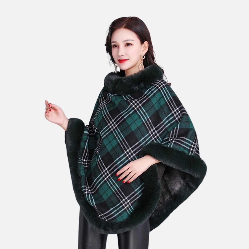Poncho Femme Avec Finitions Fourrure