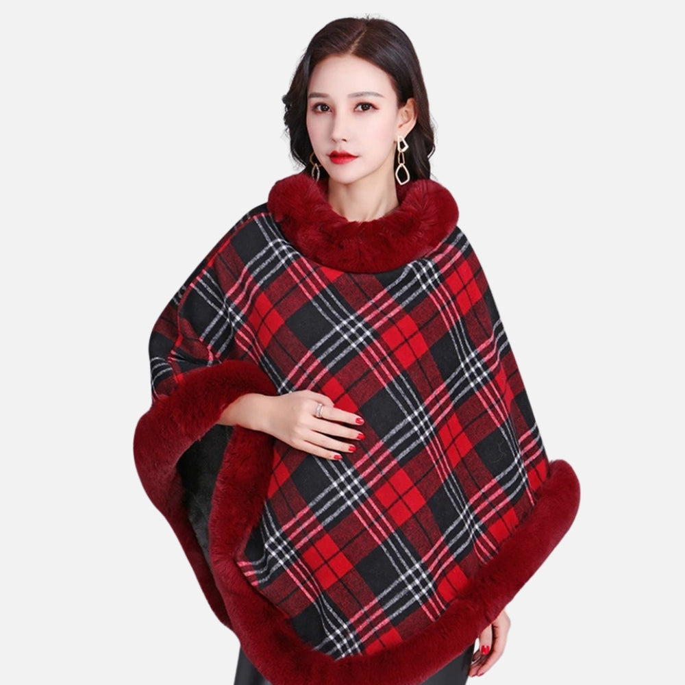 Poncho Femme Avec Finitions Fourrure