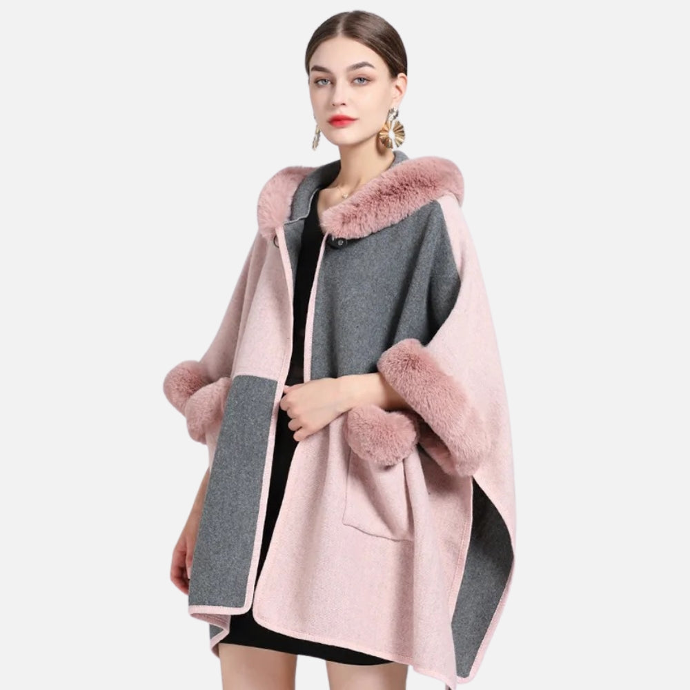 Poncho Femme Avec Fourrure