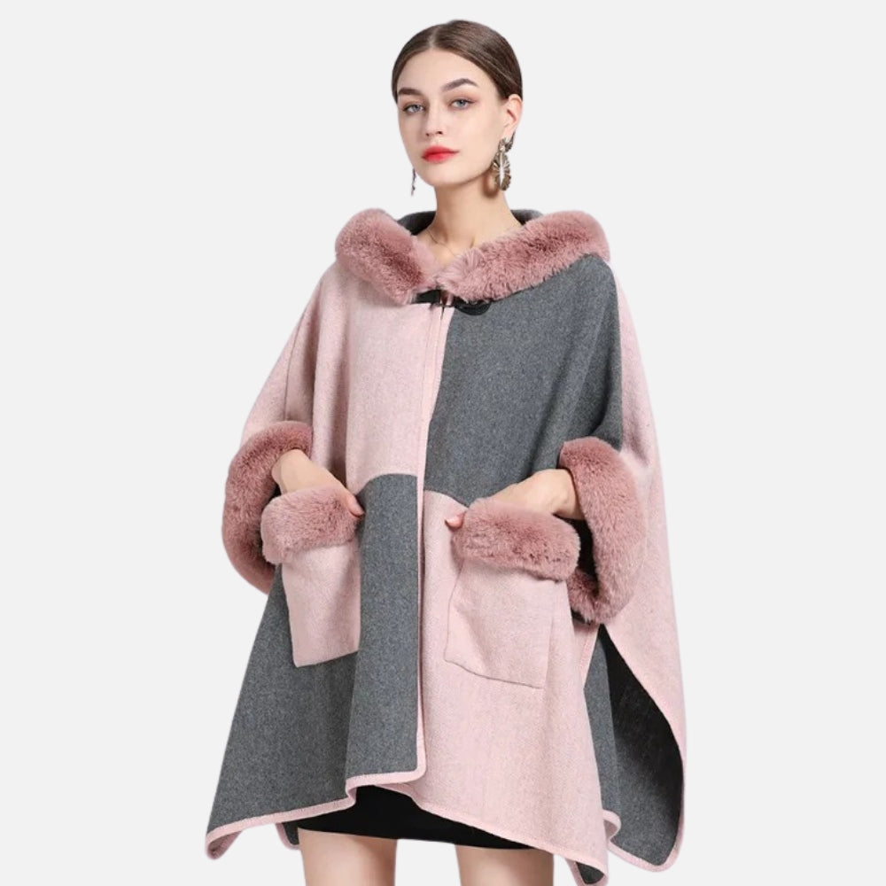 Poncho Femme Avec Fourrure