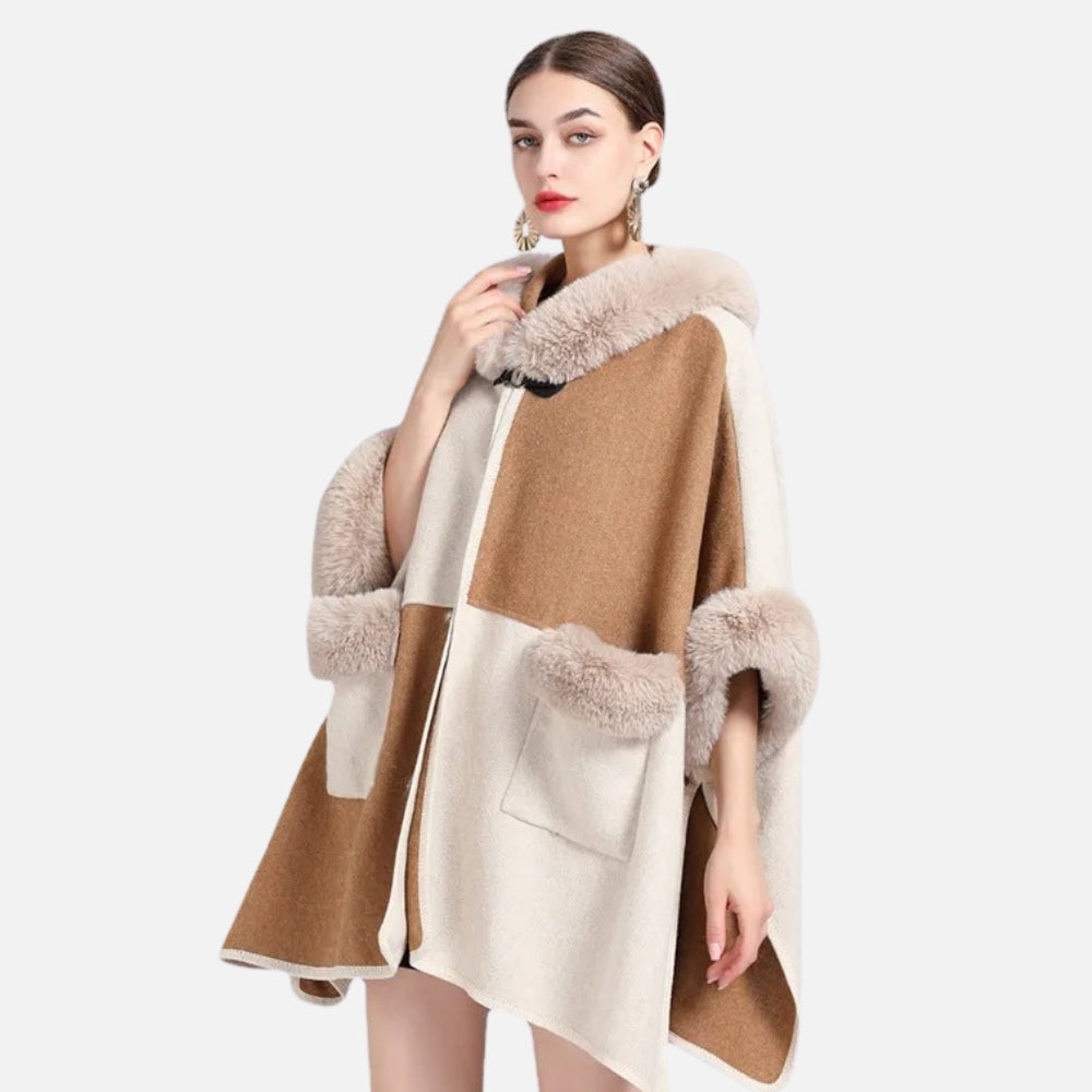 Poncho Femme Avec Fourrure