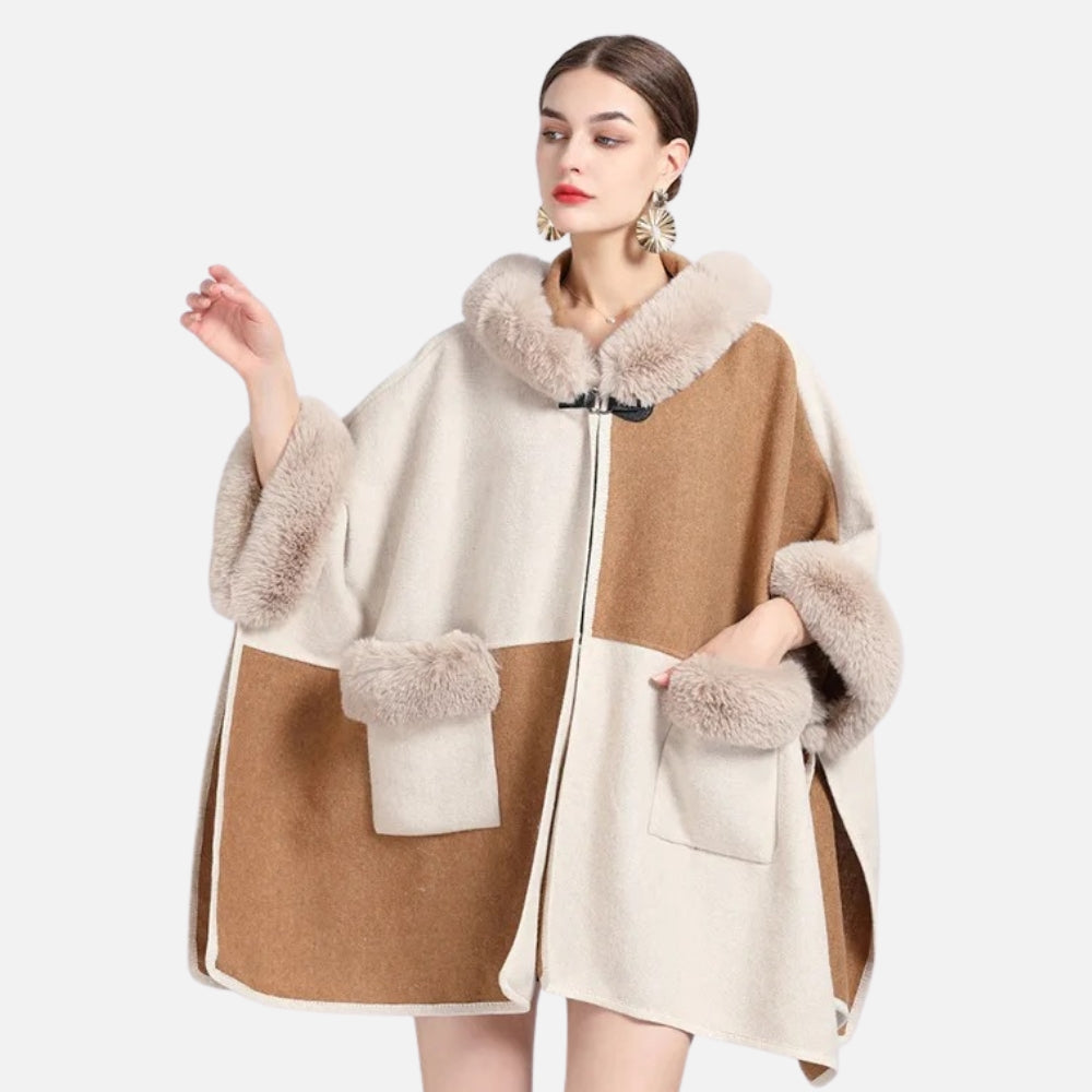 Poncho Femme Avec Fourrure