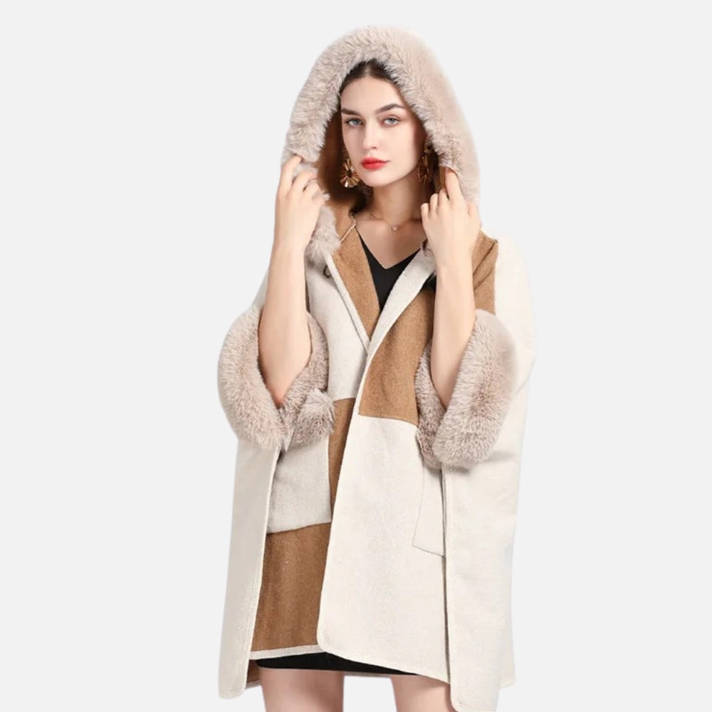 Poncho Femme Avec Fourrure