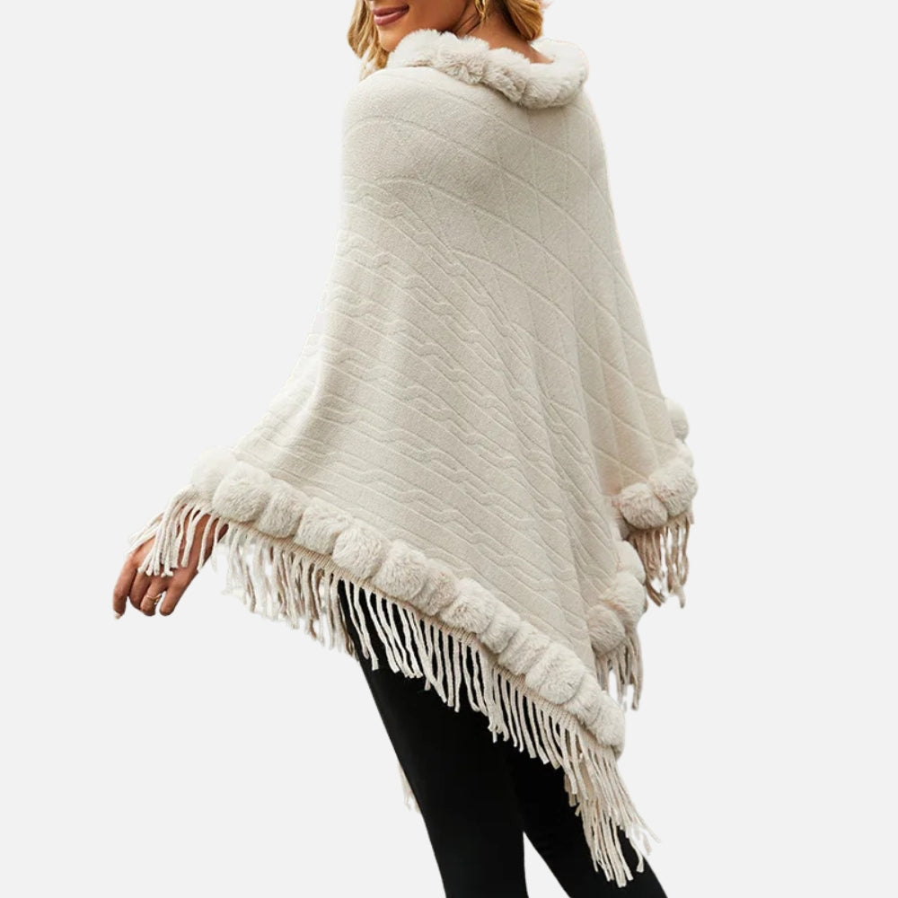 Poncho Fourrure Avec Franges