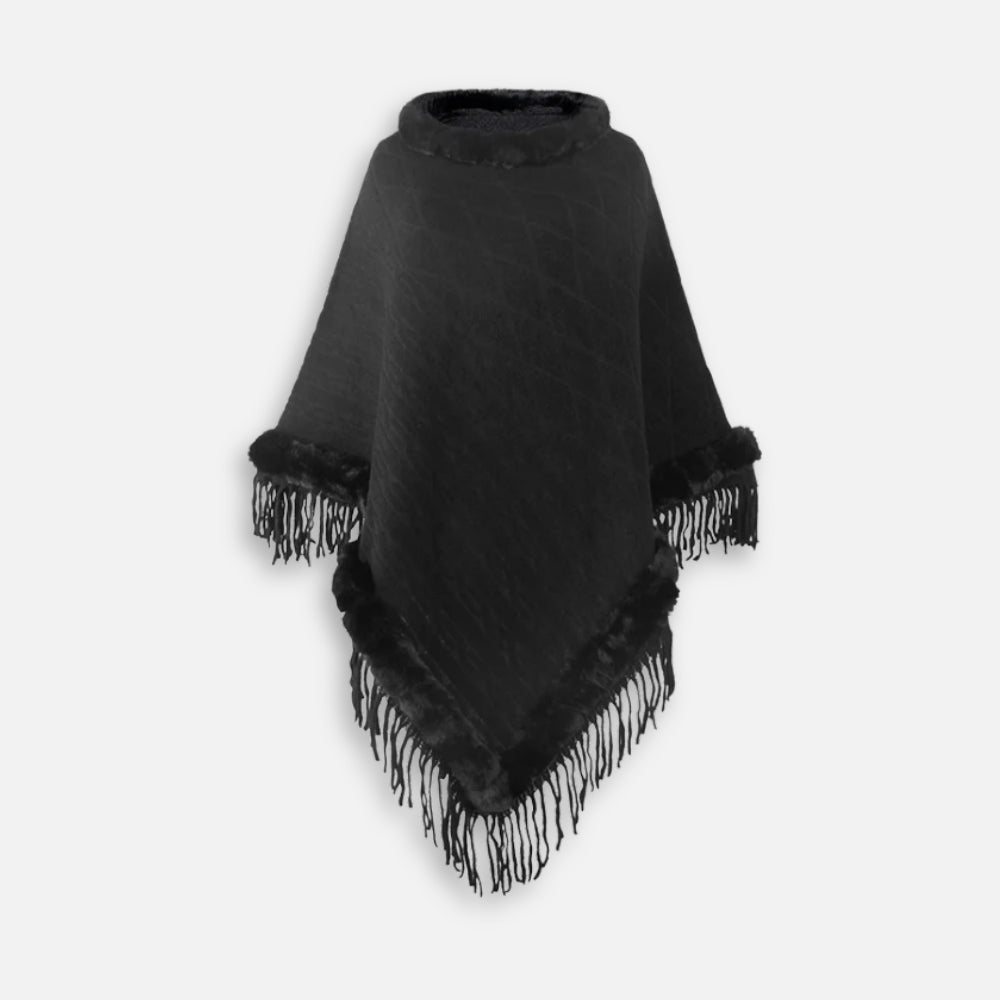 Poncho Fourrure Avec Franges