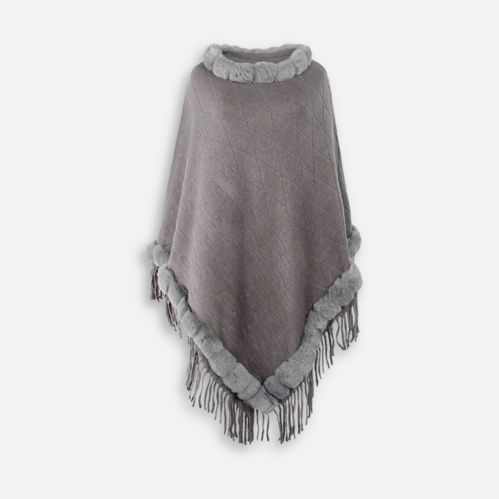 Poncho Fourrure Avec Franges