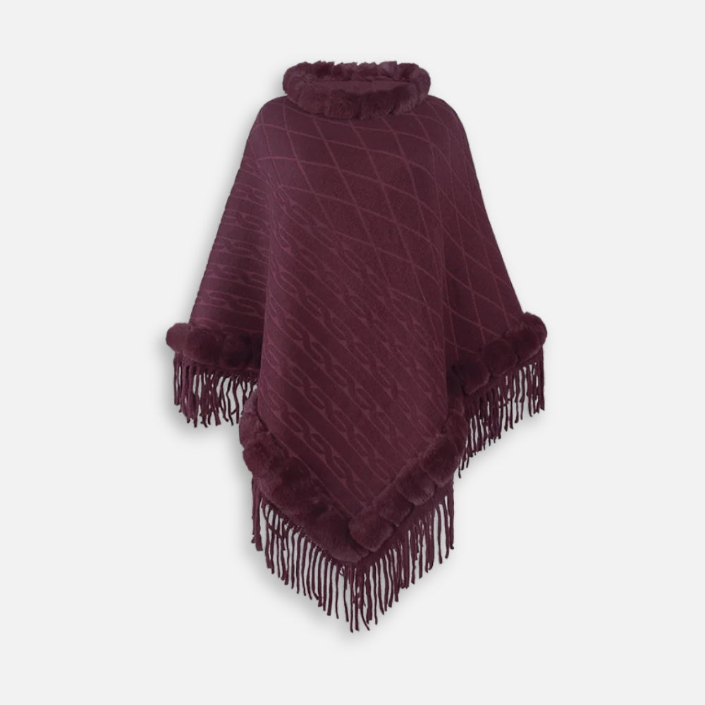 Poncho Fourrure Avec Franges
