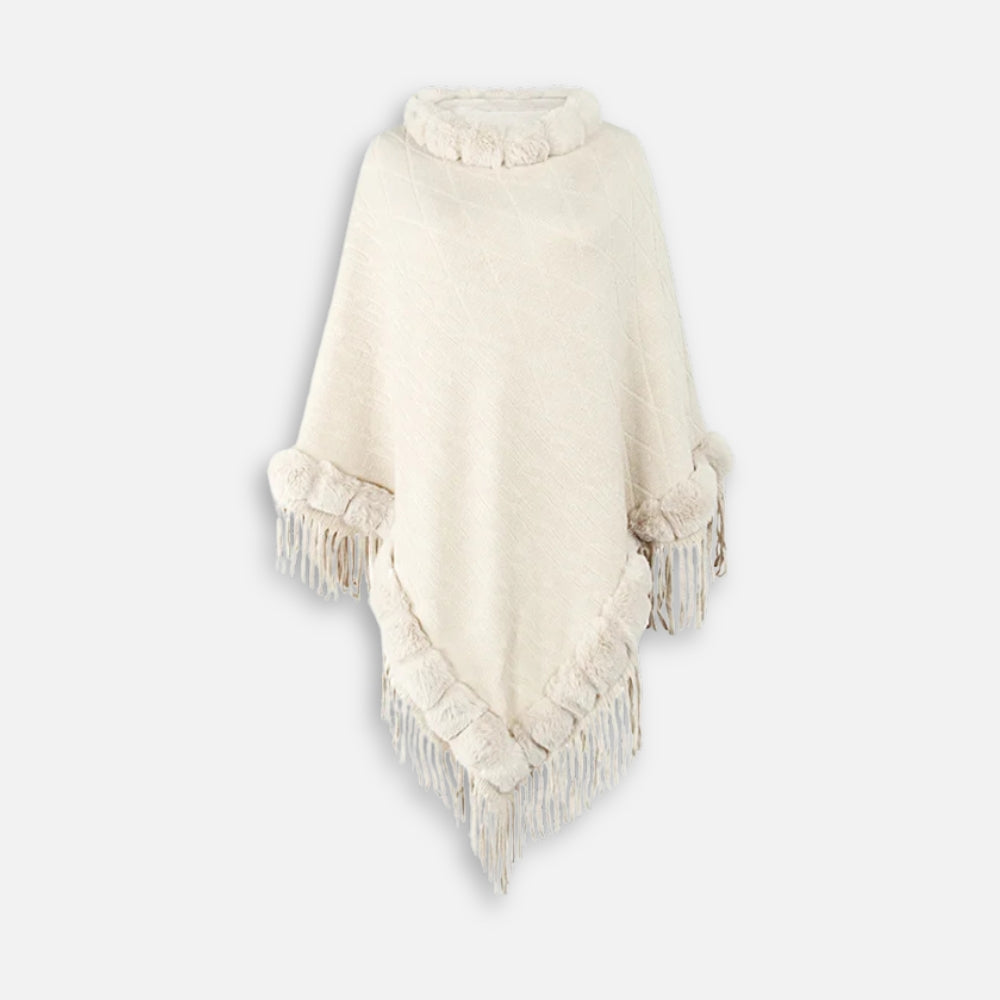 Poncho Fourrure Avec Franges