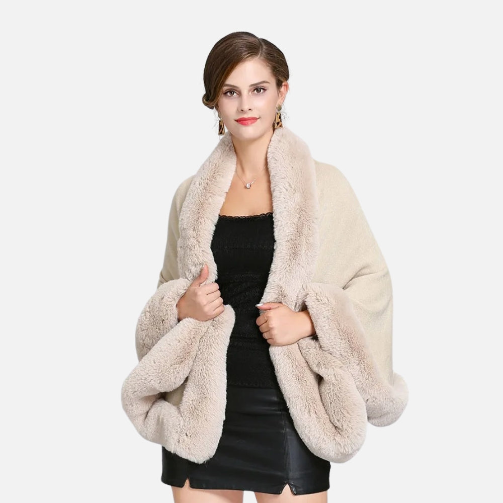 Poncho Fourrure Beige