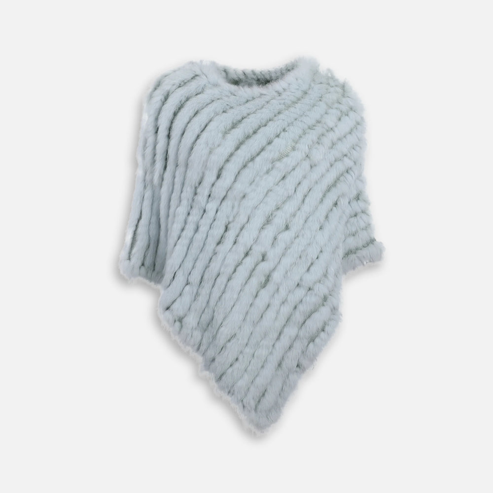 Poncho Fourrure Lapin Bleu
