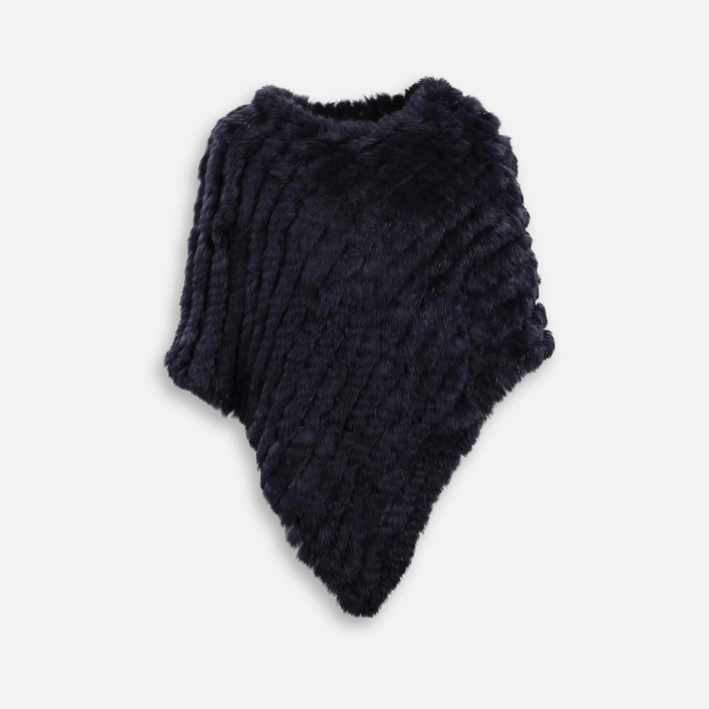 Poncho Fourrure Lapin Bleu