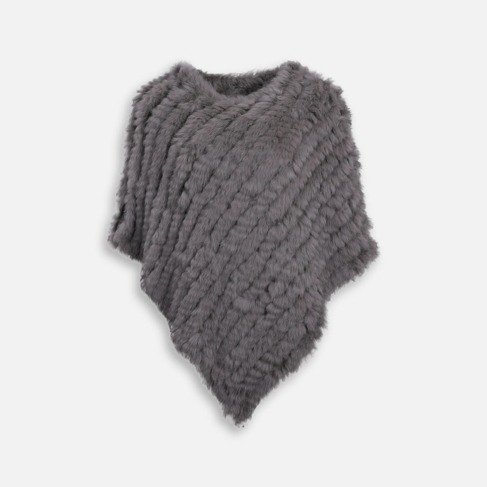 Poncho Fourrure Lapin Gris