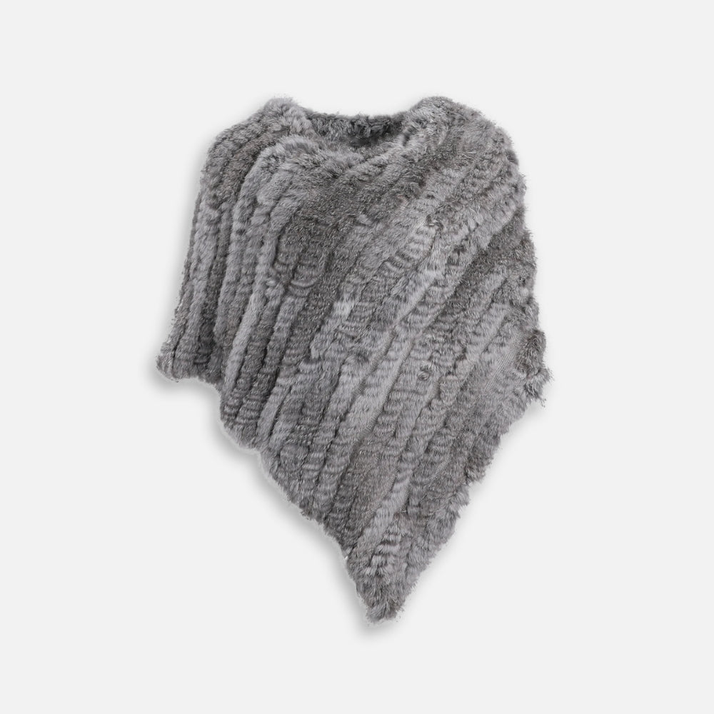 Poncho Fourrure Lapin Gris