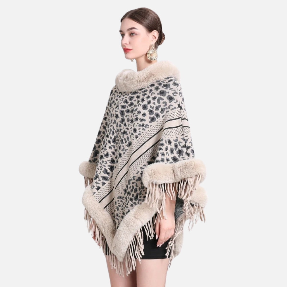 Poncho Fourrure Léopard