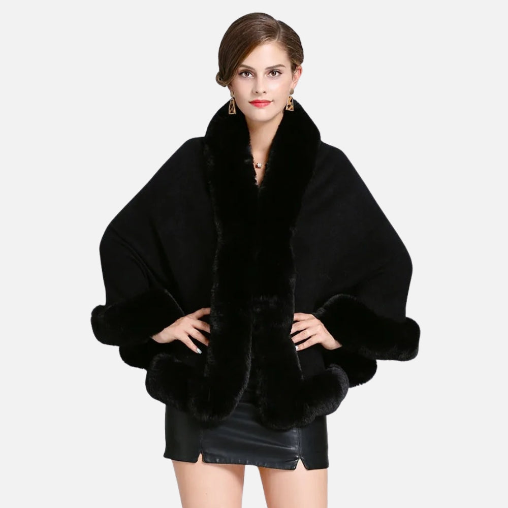 Poncho Fourrure Noir