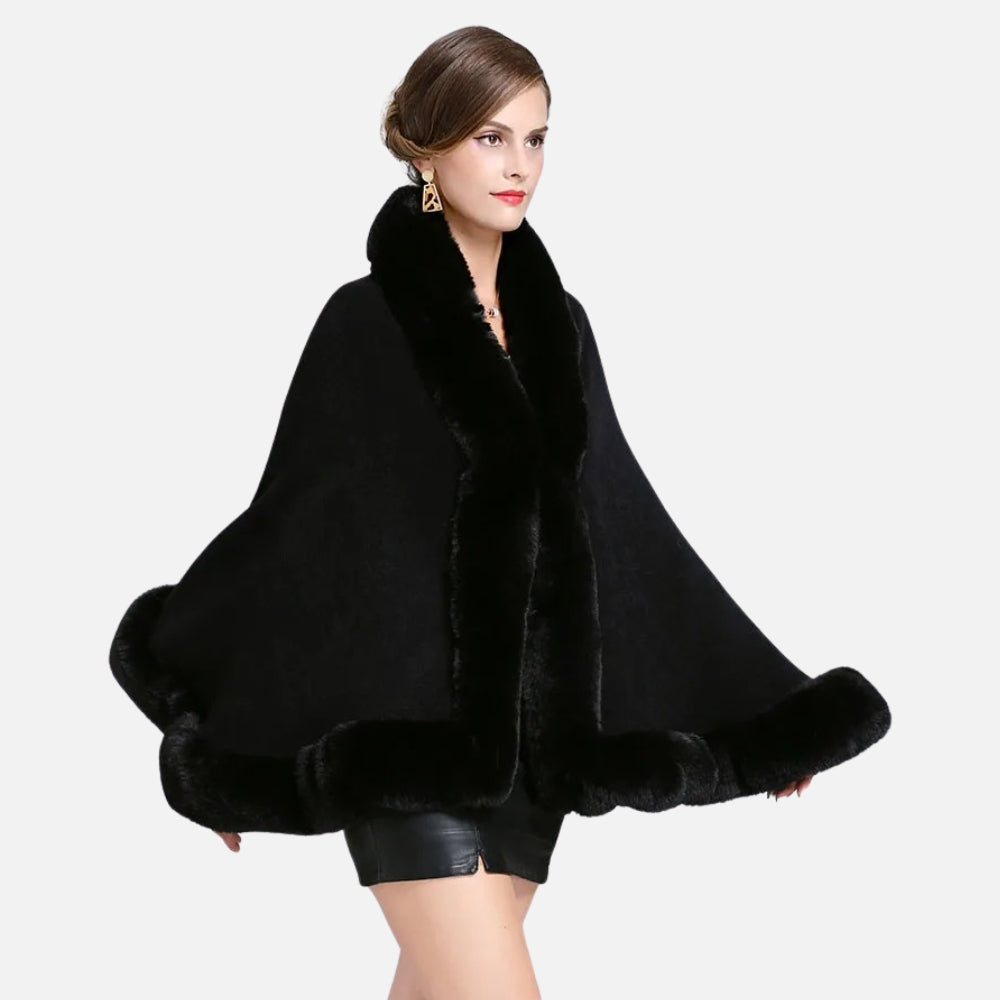 Poncho Fourrure Noir