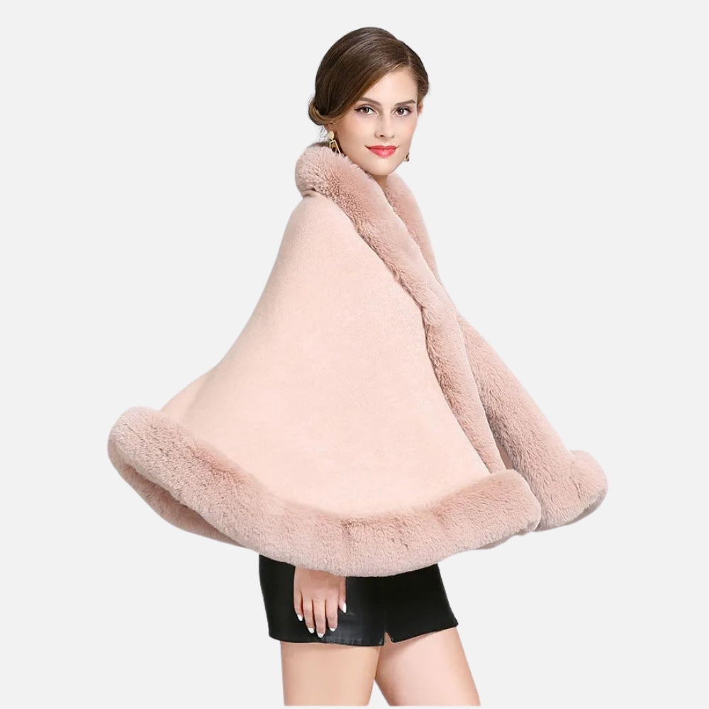 Poncho Fourrure Rose