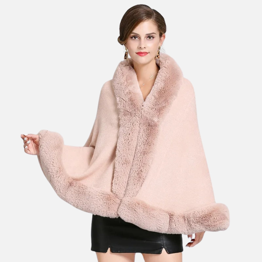 Poncho Fourrure Rose