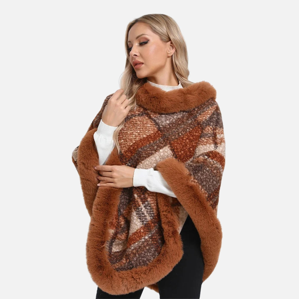 Poncho Fourrure à Carreaux