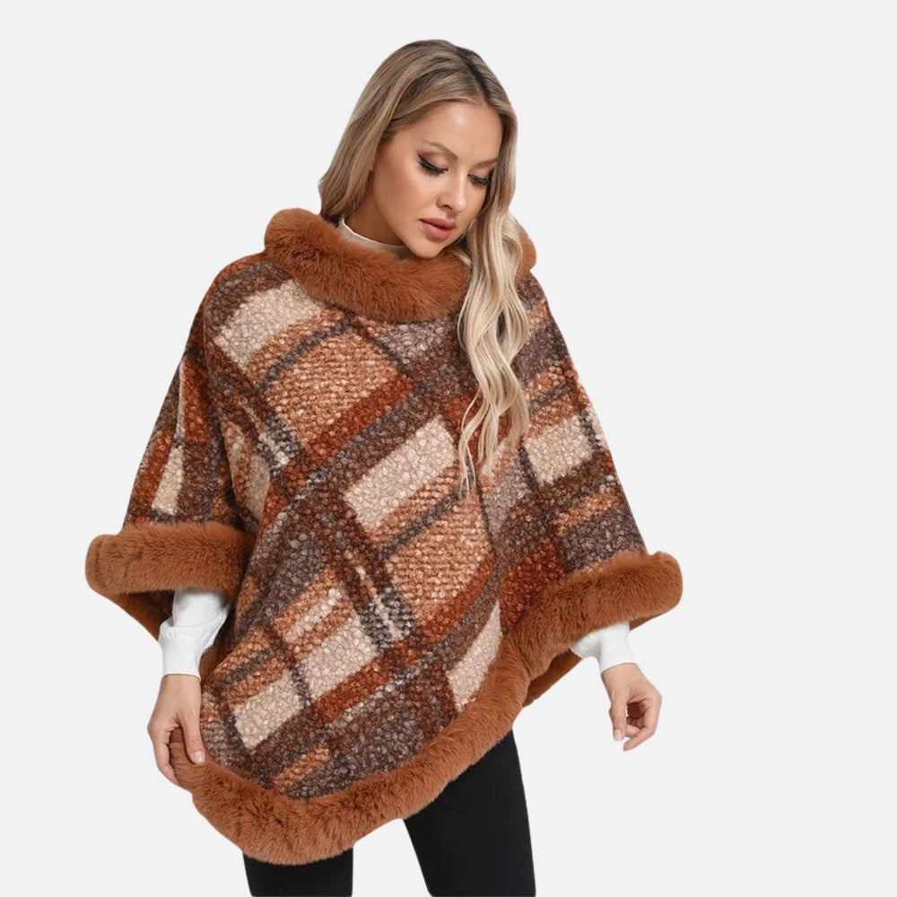 Poncho Fourrure à Carreaux