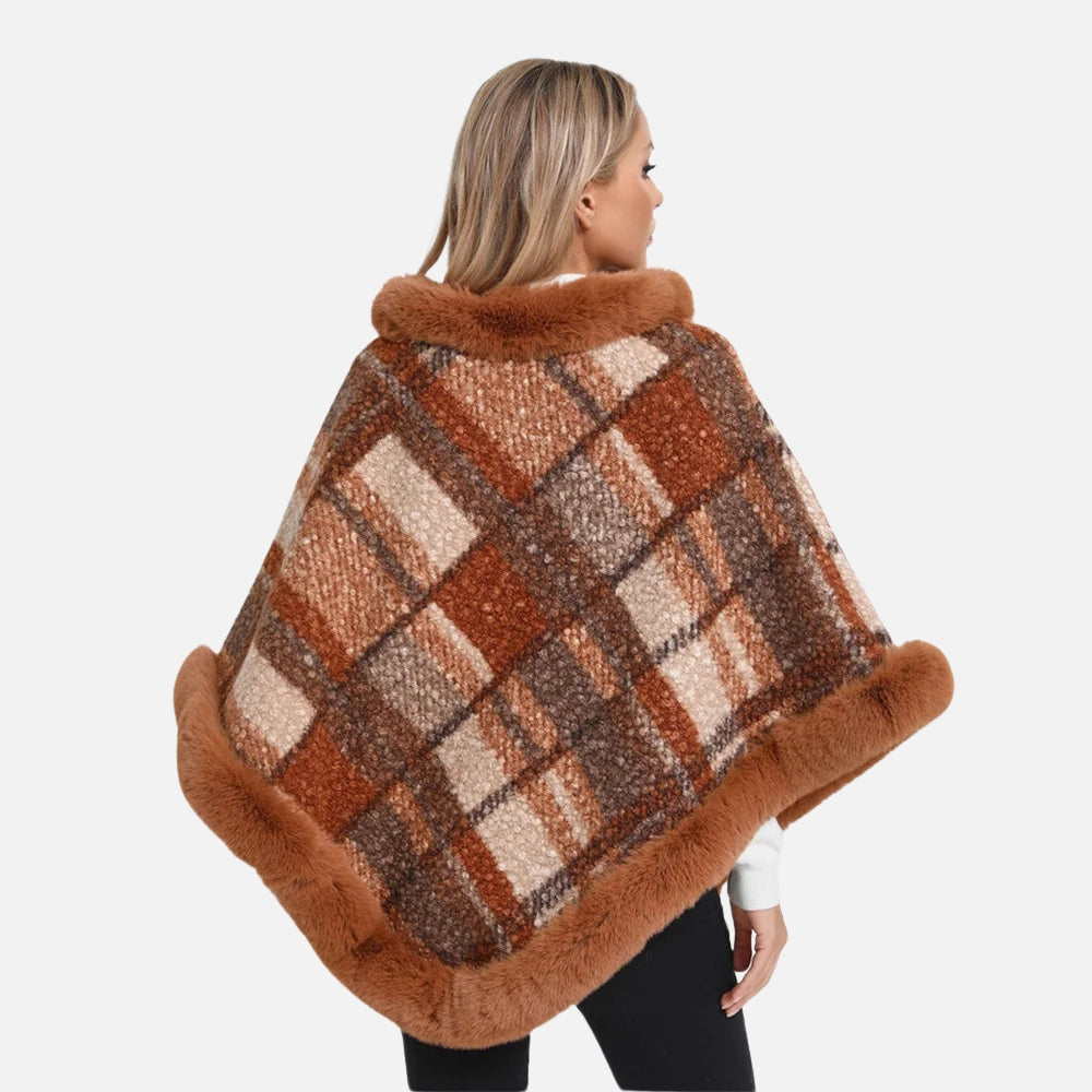 Poncho Fourrure à Carreaux